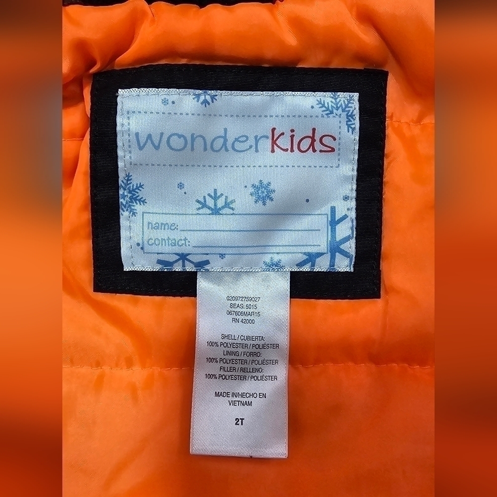 Size 2T | Wonder Kids 3-in-1 Orange/Gray Camo Zippered Jacket - Picture 7 of 8